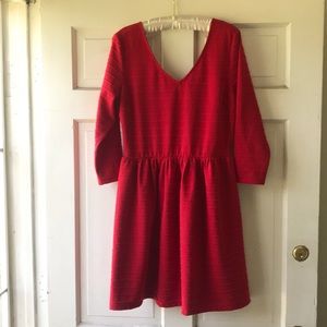 Red V-Neck Dress